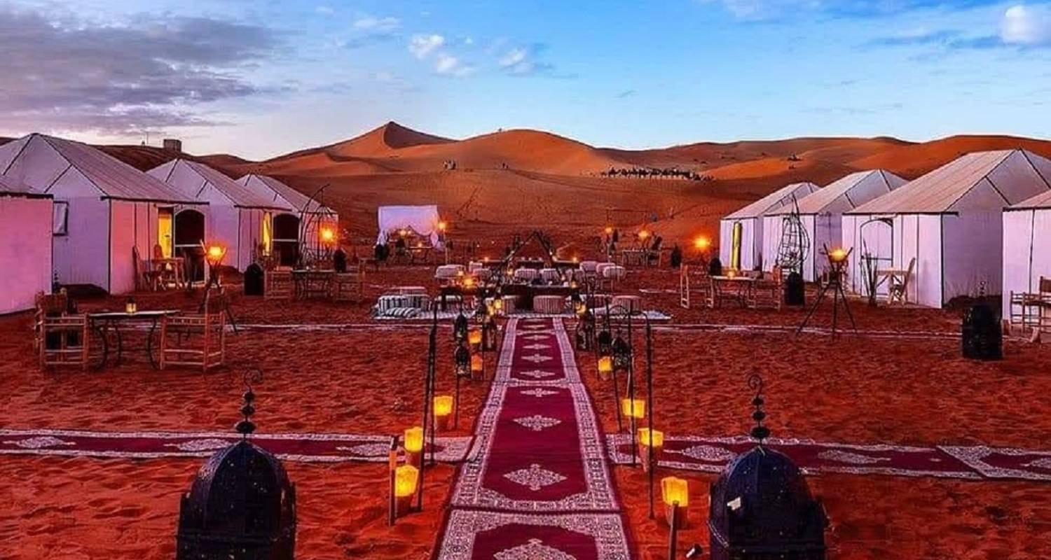 Circuit privé de 8 jours au Maroc depuis Marrakech jusqu'à la randonnée dans les montagnes de l'Atlas et l'excursion dans le désert de Merzouga Erg Chebbi Glamping - Morhara Morocco Tours