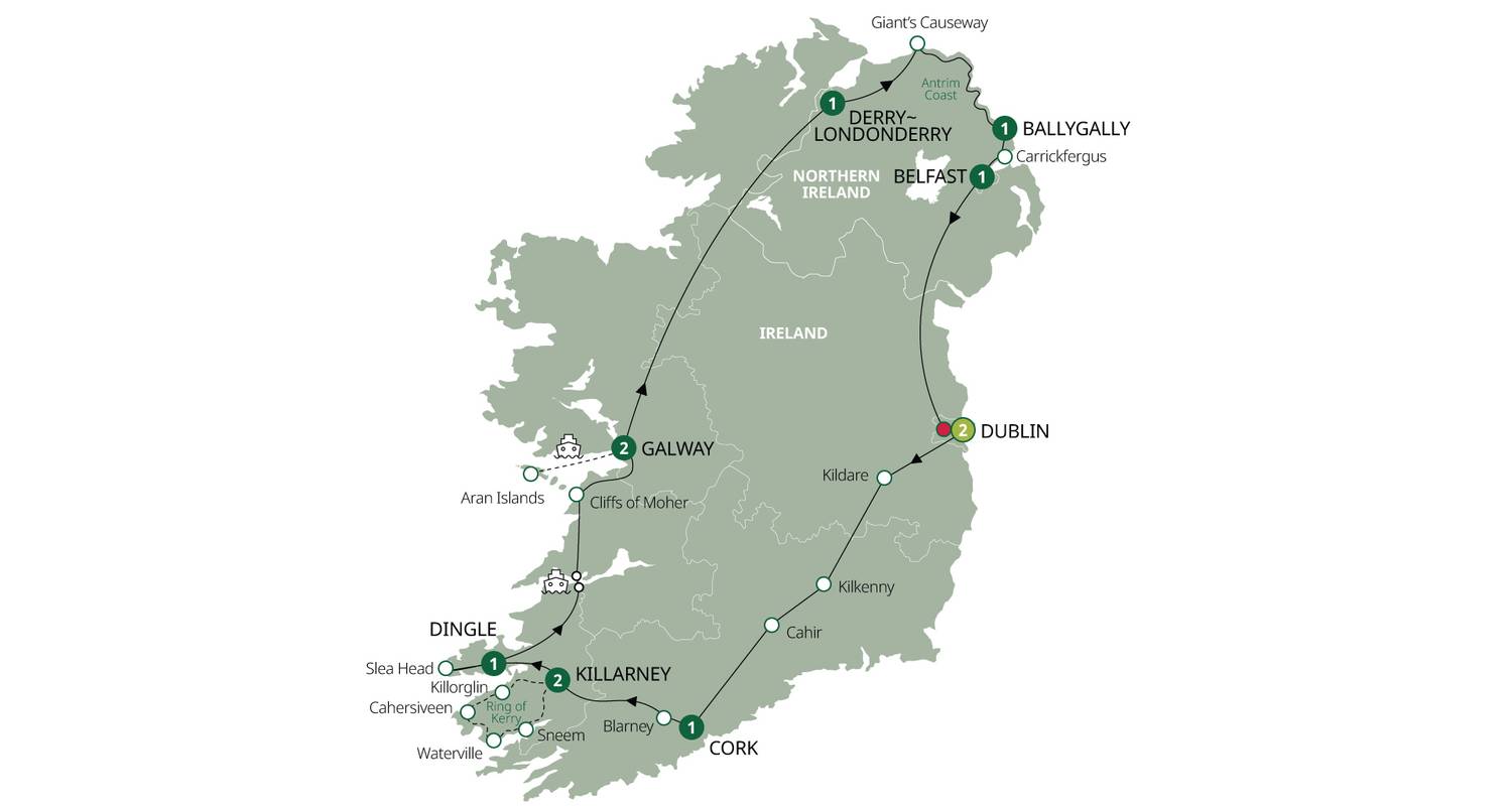 Les routes de campagne d'Irlande (fin Dublin, groupe classique, 12 jours) - Brendan Vacations