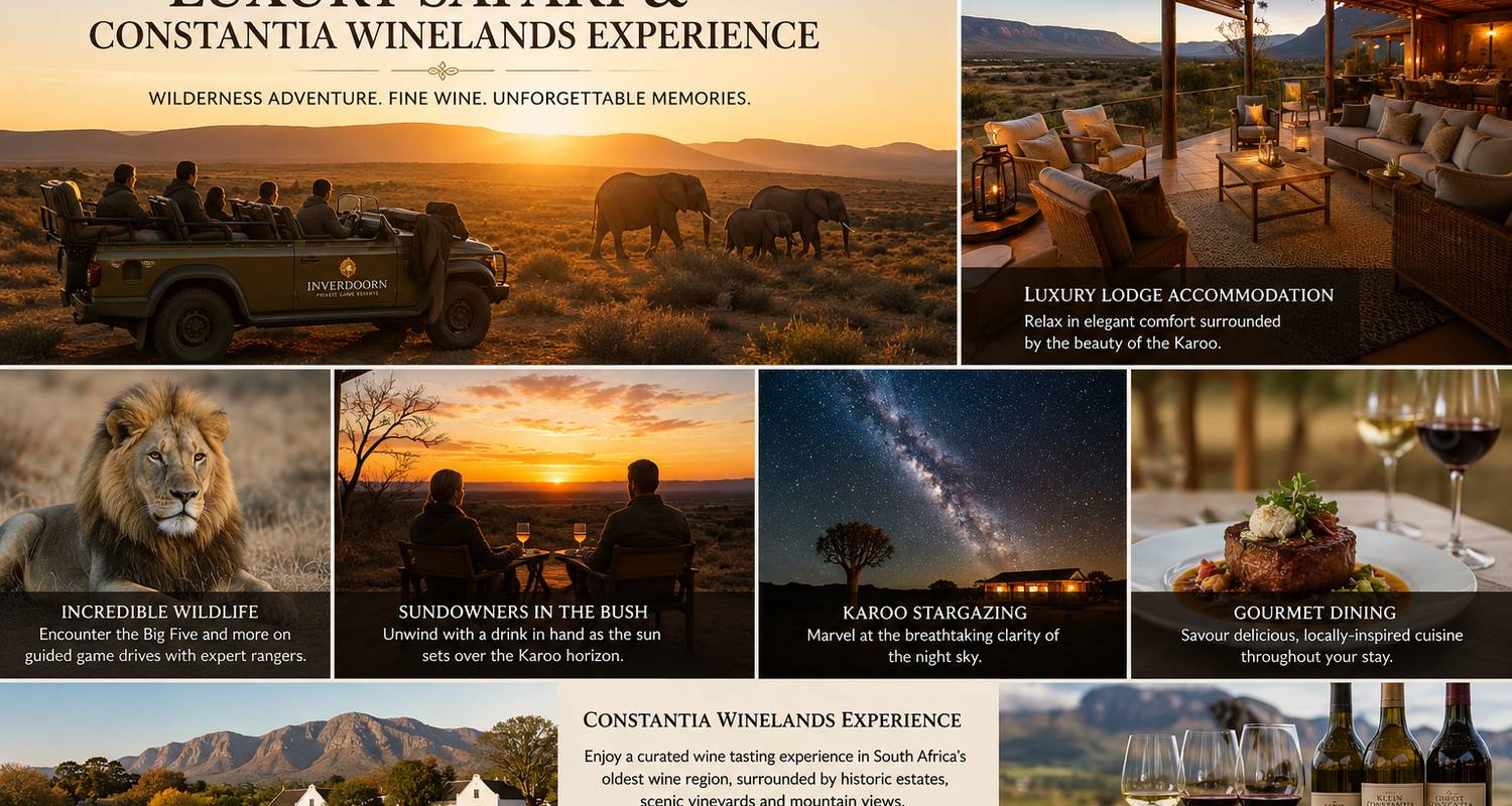 Safari de luxe et découverte des vignobles de Constantia : 3 jours / 2 nuits - Across Africa Tours & Travel