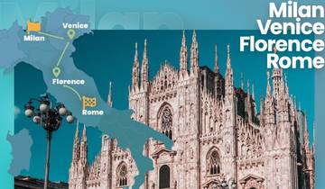 Milan, Venice, Florence and Rome escorted small group by train. Tour