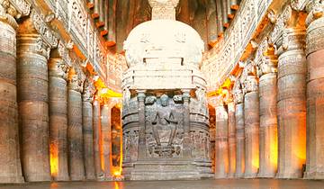 Private Luxury Guided Tour to Ajanta Ellora Caves (From Mumbai with flights): Sculptures, Rock Carvings and More Tour