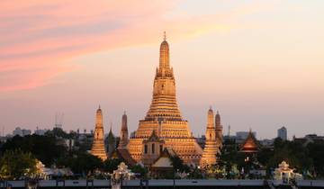 5 jours à Bangkok comprenant les temples Wat Arun, Wat Pho et Wat Saket, le marché flottant et la rivière Kwai en bateau rapide, le marché flottant et le temple du Bouddha couché. circuit