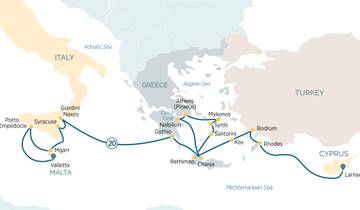 21 Day Mediterranean Cruise Itinerary, incl. Cyprus and Malta