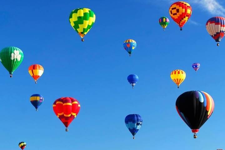 Colorful hot air balloons soaring at the Albuquerque Balloon Festival 2026