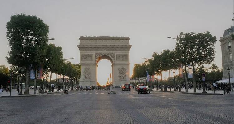 Champs-Élysées and Arc de Triomphe in Paris.