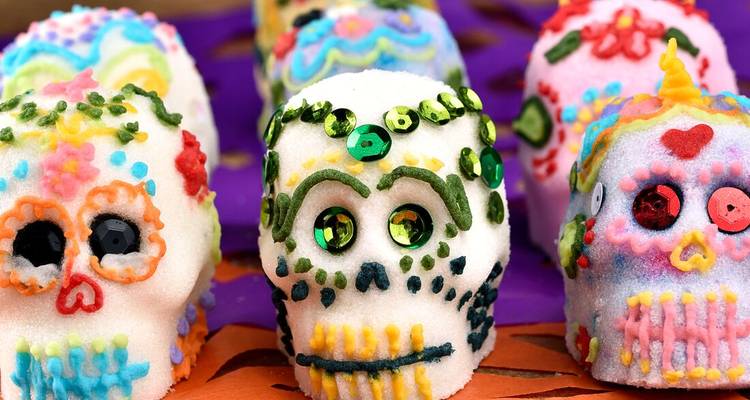 Colorful sugar skulls for Day of the Dead
