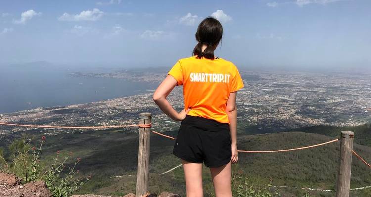 Persona contemplando un vasto paisaje vistiendo una camisa de marca.
