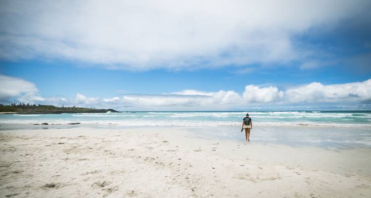 Personne marchant sur une plage immaculée.