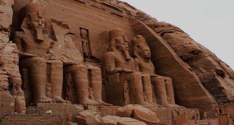 The Abu Simbel temples carved into rock.