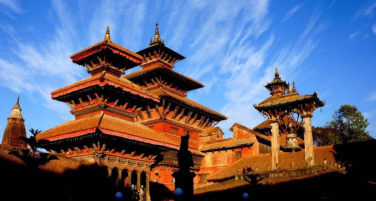 Historische Tempel des Durbar Square mit einem kunstvollen Architekturstil.