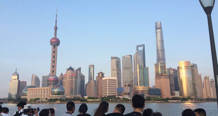 Skyline of Shanghai with modern skyscrapers.