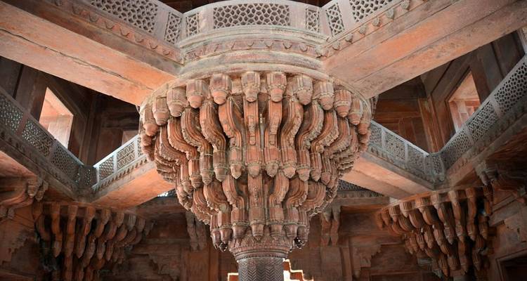 Intricate ceiling detail in a heritage site.