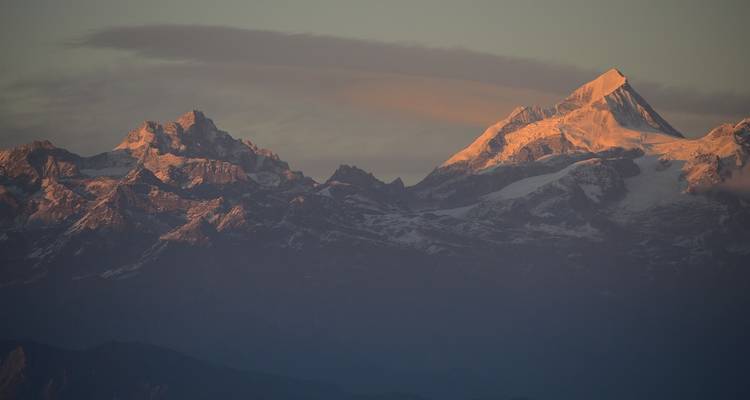 Majestic view of mountains during dusk.