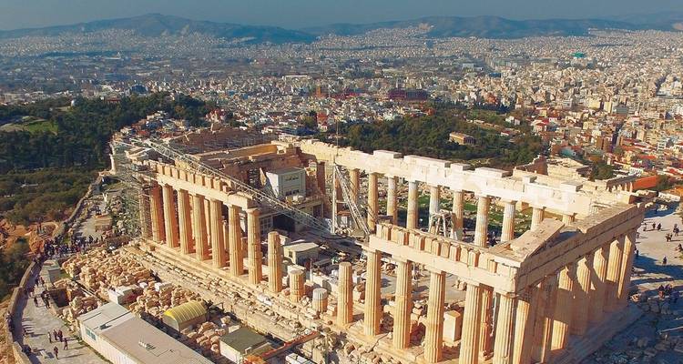 The Parthenon overlooking the city of Athens.
