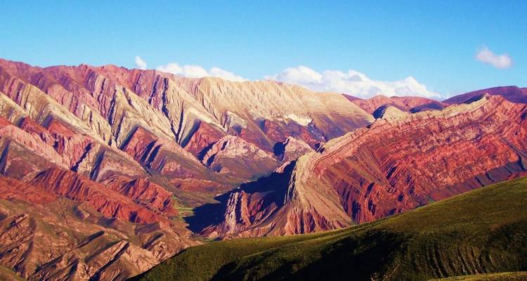 Colorful mountains with vivid geological layers.