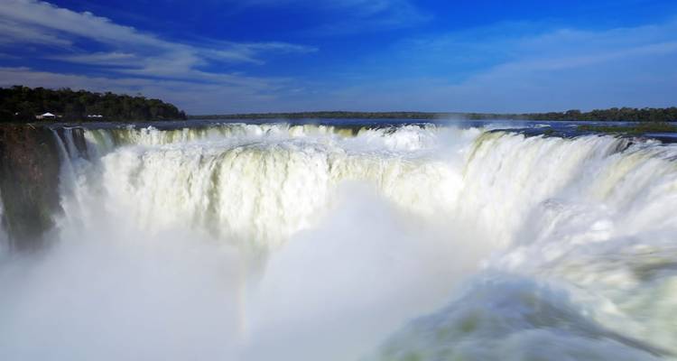Powerful waterfalls in full flow.