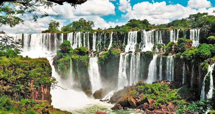 Magnificent waterfalls surrounded by lush greenery.