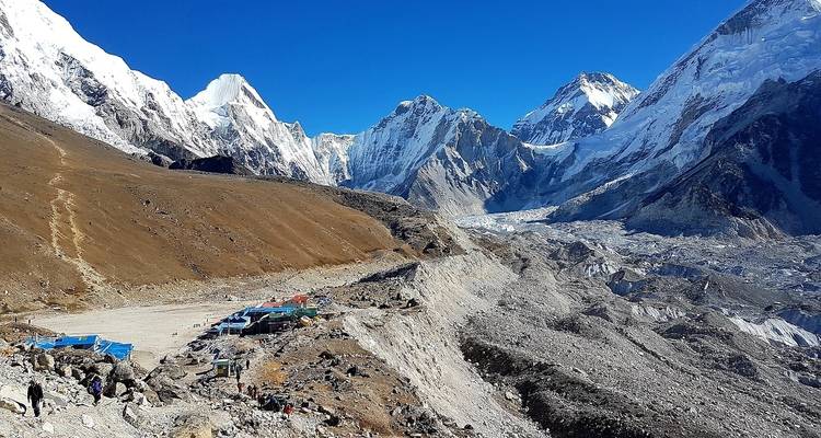 View of a mountain range and a remote village.