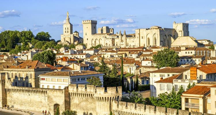 Un palais historique et les bâtiments environnants dans un paysage urbain.