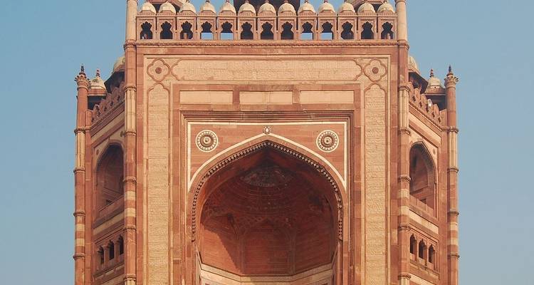 Historic architectural gate with intricate designs.