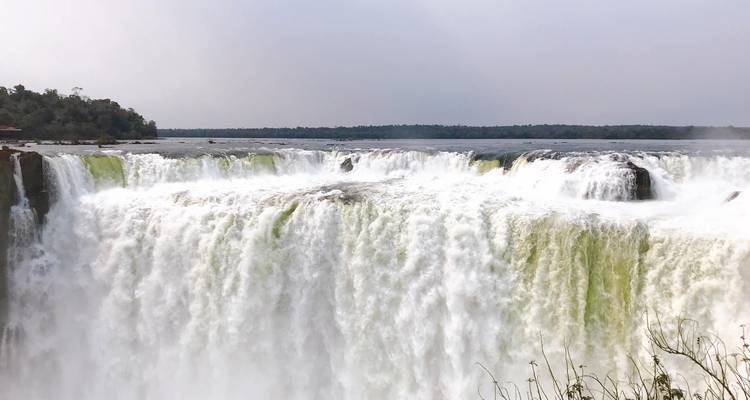 Close-up of powerful cascading waterfalls.