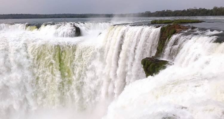 Close-up view of robust waterfalls.