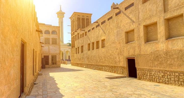 Historic district with traditional architecture and a mosque.