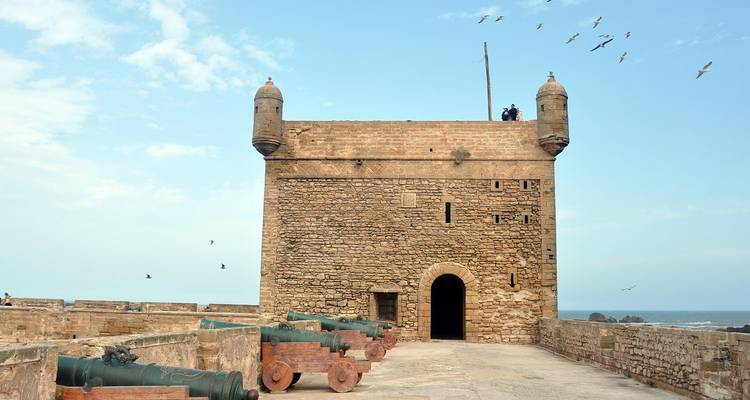 Historic fortress with cannons facing the sea