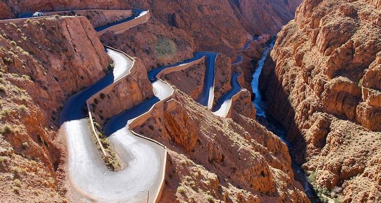 Winding road through a canyon.
