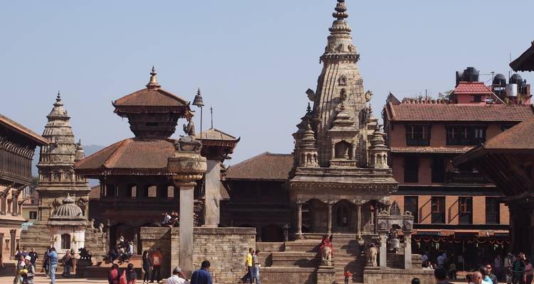 Historische Tempel und Bauwerke in Bhaktapur.