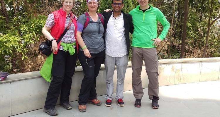 Group of tourists posing for a photo.