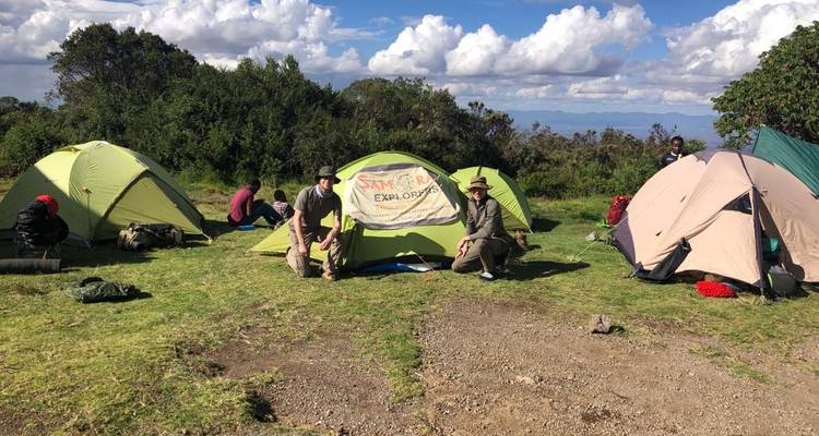 Tiendas de campaña instaladas en una zona con césped con personas