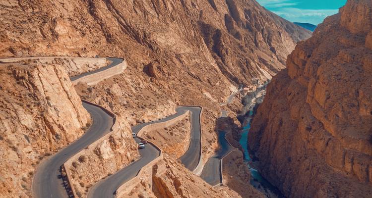 Winding road in the Moroccan mountains.