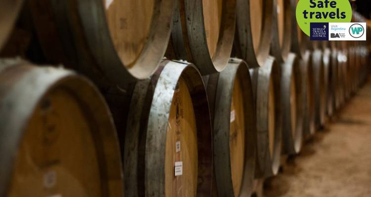 Barriles en una bodega de vino.