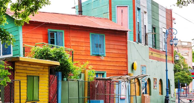 Colorful houses in the La Boca neighborhood of Buenos Aires.