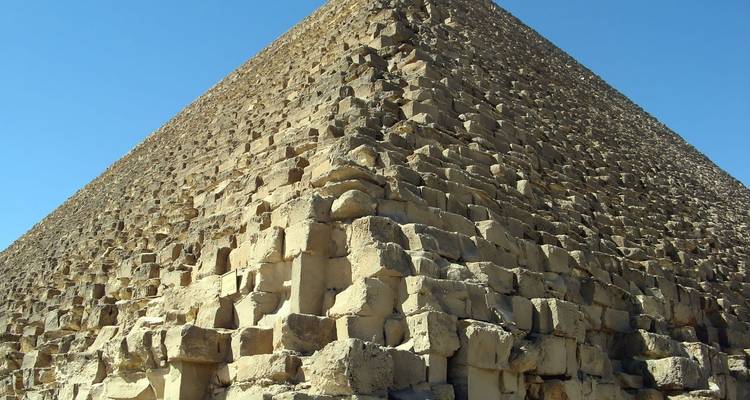 Close-up of the surface of a pyramid.