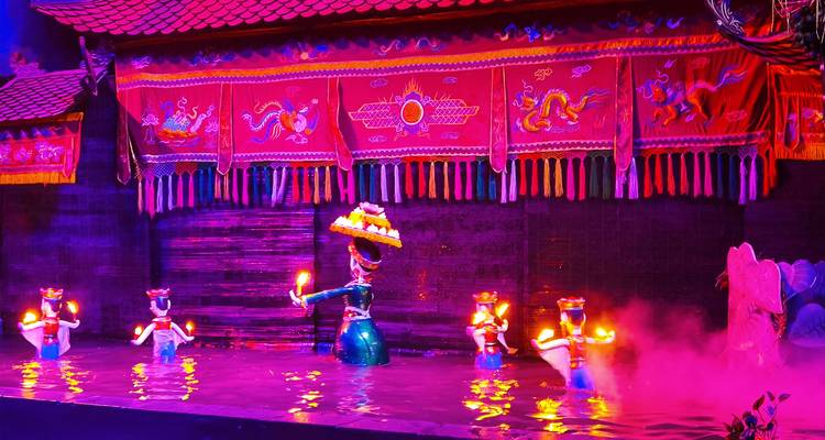 Traditional Vietnamese water puppet theater performance.
