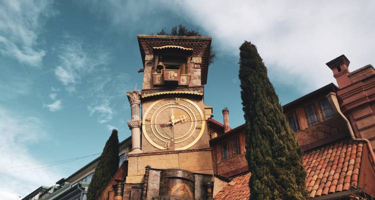 The iconic clock tower displaying Georgian architecture.