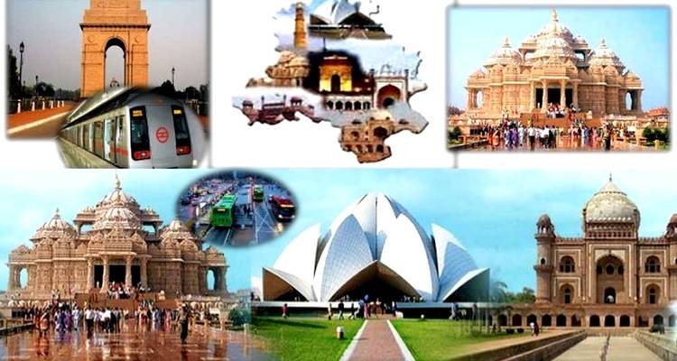 A collage of various famous Indian landmarks.
