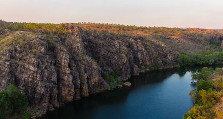 River winding through rocky cliffs.