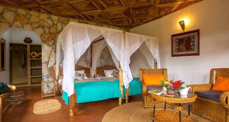 Charming accommodation room with traditional decor.