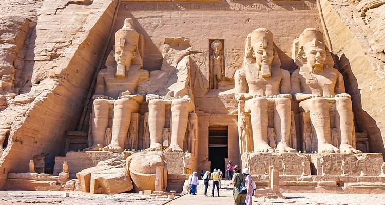 Colossal statues at the entrance of Abu Simbel.