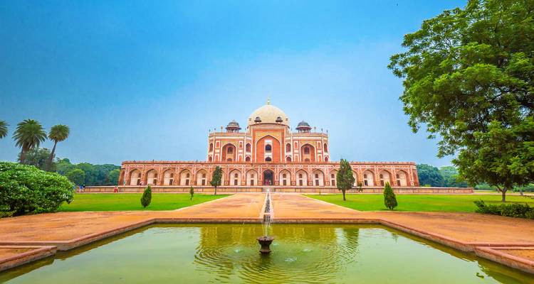 Humayun's Tomb with its expansive garden pathway.