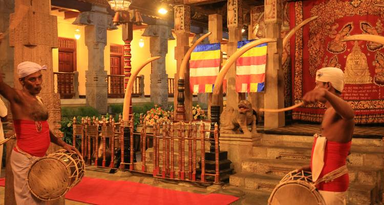 Traditional Sri Lankan drummers performing.