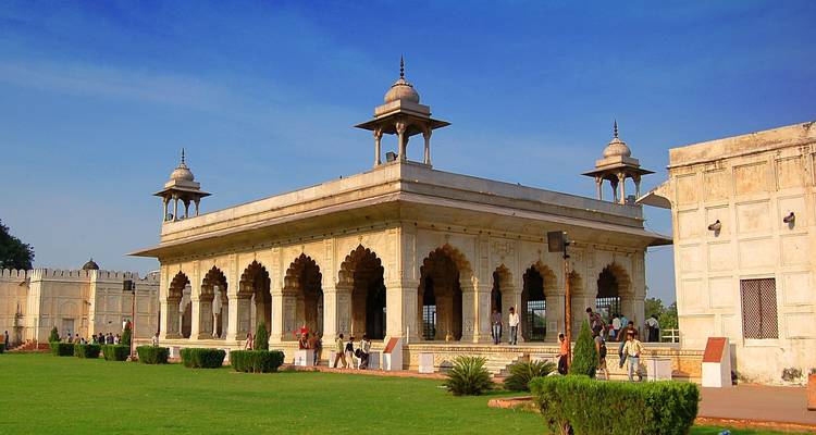 Interior of a historic Indian palace garden.