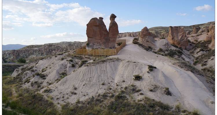 Interesting rock formations on a hillside.