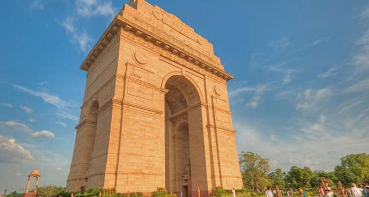 Historical monument with surrounding gardens