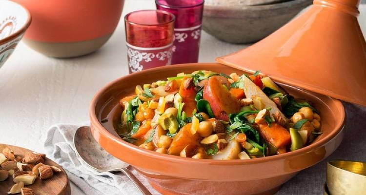 Traditional Moroccan dish of tagine with vegetables.