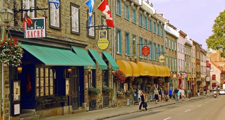 Street in Old Quebec with local shops.
