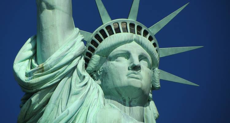 Close-up of the Statue of Liberty.